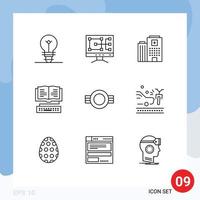 Set of 9 Commercial Outlines pack for plain insignia building grade knowledge Editable Vector Design Elements