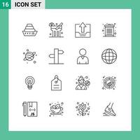 16 Outline concept for Websites Mobile and Apps space astrology drawer waste dustbin Editable Vector Design Elements