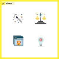 Universal Icon Symbols Group of 4 Modern Flat Icons of magic online choice judgment shopping Editable Vector Design Elements