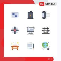 Mobile Interface Flat Color Set of 9 Pictograms of digital decoration oil design roll Editable Vector Design Elements