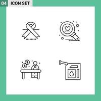 Modern Set of 4 Filledline Flat Colors and symbols such as cancer office medical search car Editable Vector Design Elements