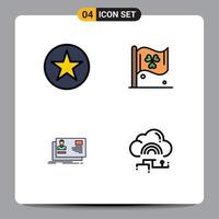 Set of 4 Modern UI Icons Symbols Signs for badge user insignia sign card Editable Vector Design Elements