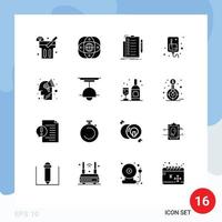 Modern Set of 16 Solid Glyphs and symbols such as campaign iv expertise infusion document Editable Vector Design Elements
