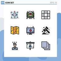 9 Creative Icons Modern Signs and Symbols of security monitor monitor bug navigation Editable Vector Design Elements