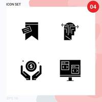4 Creative Icons Modern Signs and Symbols of mark investment text mind hand Editable Vector Design Elements
