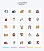 Paquete de iconos llenos de 25 líneas de San Valentín creativo, como el amor. boda. correo electrónico . corazón. archivo vector