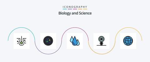 Biology Line Filled Flat 5 Icon Pack Including molecule. chemistry. biology. chemical. study vector