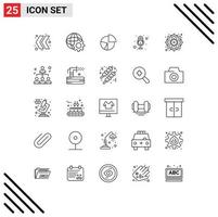 Line Pack of 25 Universal Symbols of decorative voice diagram recording statistics Editable Vector Design Elements