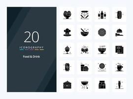 20 Food And Drink Solid Glyph icon for presentation vector