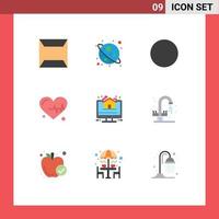 User Interface Pack of 9 Basic Flat Colors of faucet real estate wifi property house Editable Vector Design Elements