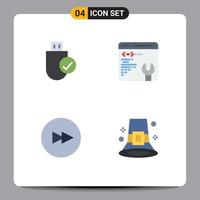 Pack of 4 Modern Flat Icons Signs and Symbols for Web Print Media such as computers forward hardware web page event Editable Vector Design Elements