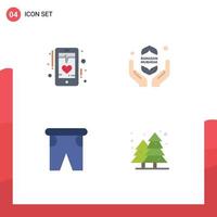 Pack of 4 creative Flat Icons of beat beach mobile fast pants Editable Vector Design Elements