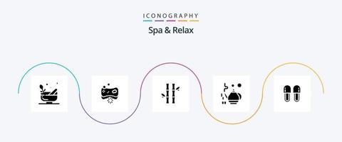 Spa And Relax Glyph 5 Icon Pack Including tea . natural. soap . leaves . forest