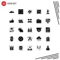 Set of 25 Vector Solid Glyphs on Grid for movie cinema bee point drawing Editable Vector Design Elements