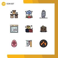 Set of 9 Modern UI Icons Symbols Signs for learning alphabet double static internet Editable Vector Design Elements