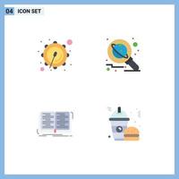 Mobile Interface Flat Icon Set of 4 Pictograms of corps education astronomy science study Editable Vector Design Elements