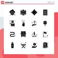 Mobile Interface Solid Glyph Set of 16 Pictograms of crime education study book rattle Editable Vector Design Elements