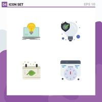 Pack of 4 creative Flat Icons of bulb autumn screen seo date Editable Vector Design Elements