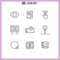 Set of 9 Vector Outlines on Grid for devices speaker gestures products devices Editable Vector Design Elements