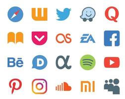 20 Social Media Icon Pack Including app net behance ibooks facebook ea vector