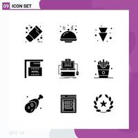 User Interface Pack of 9 Basic Solid Glyphs of monoblock coding down code holiday Editable Vector Design Elements