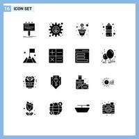 16 Universal Solid Glyphs Set for Web and Mobile Applications interface water setting sports diet Editable Vector Design Elements