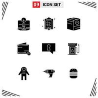 Modern Set of 9 Solid Glyphs and symbols such as no e box commerce shipping Editable Vector Design Elements
