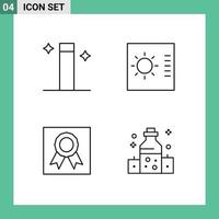 Modern Set of 4 Filledline Flat Colors Pictograph of magic medal control badge massage Editable Vector Design Elements