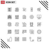 Pack of 25 Modern Lines Signs and Symbols for Web Print Media such as computing sand arrow watch time Editable Vector Design Elements