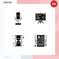 Group of Solid Glyphs Signs and Symbols for audio hour microphone projector shopping Editable Vector Design Elements