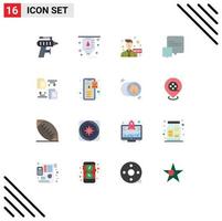 16 User Interface Flat Color Pack of modern Signs and Symbols of banking transfer communication files conversation Editable Pack of Creative Vector Design Elements