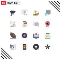 16 User Interface Flat Color Pack of modern Signs and Symbols of banking transfer communication files conversation Editable Pack of Creative Vector Design Elements