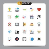 Universal Icon Symbols Group of 25 Modern Flat Colors of like heart flow american speaker Editable Vector Design Elements