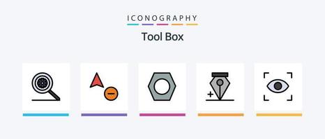 la línea de herramientas llenó el paquete de 5 íconos que incluye . hecho a mano. escaleras. diseño de iconos creativos vector