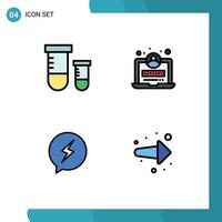 Pictogram Set of 4 Simple Filledline Flat Colors of potion chating space login arrow Editable Vector Design Elements