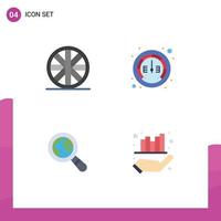 4 Universal Flat Icons Set for Web and Mobile Applications sports business internet ecommerce graph Editable Vector Design Elements