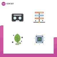 Pack of 4 Modern Flat Icons Signs and Symbols for Web Print Media such as analog biology music hosting leaf Editable Vector Design Elements