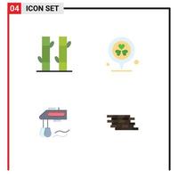 User Interface Pack of 4 Basic Flat Icons of bamboo kitchen yoga pin blender Editable Vector Design Elements