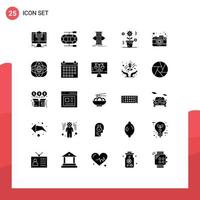 Pack of 25 Modern Solid Glyphs Signs and Symbols for Web Print Media such as picture camera success growth dollar Editable Vector Design Elements