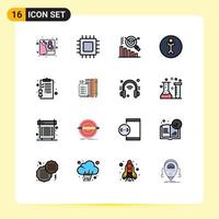 Flat Color Filled Line Pack of 16 Universal Symbols of education back to school hardware person accessibility Editable Creative Vector Design Elements