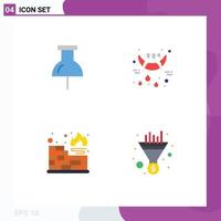 Mobile Interface Flat Icon Set of 4 Pictograms of location protection halloween vampire funnel Editable Vector Design Elements