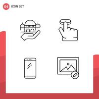 Universal Icon Symbols Group of 4 Modern Filledline Flat Colors of mosque mobile donation gesture iphone Editable Vector Design Elements