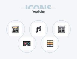 paquete de iconos llenos de línea de youtube 5 diseño de iconos. documento. música. señal. móvil. básico vector