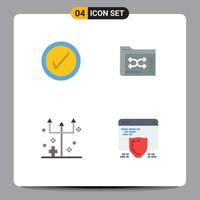 Set of 4 Vector Flat Icons on Grid for tick frightening backup folder horror Editable Vector Design Elements