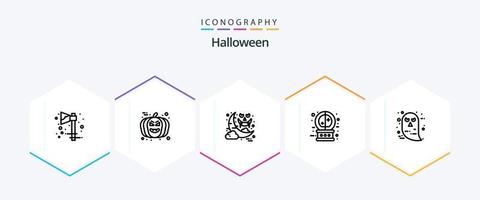 Halloween 25 Line icon pack including face. magic. halloween. halloween. crystal ball vector