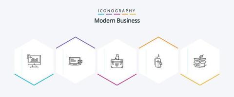 Modern Business 25 Line icon pack including marketing. case. business. business. suitcase vector