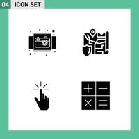 Set of 4 Modern UI Icons Symbols Signs for camera click product map gesture Editable Vector Design Elements