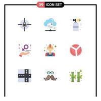 9 Flat Color concept for Websites Mobile and Apps carpenter love horn hand charity Editable Vector Design Elements