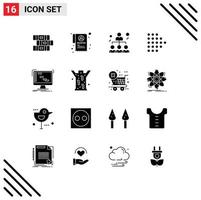 Mobile Interface Solid Glyph Set of 16 Pictograms of sequencer daw people application dotted Editable Vector Design Elements