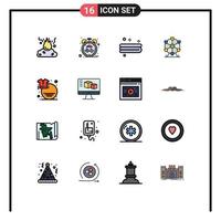 16 User Interface Flat Color Filled Line Pack of modern Signs and Symbols of fashion clothes time monument atomium Editable Creative Vector Design Elements